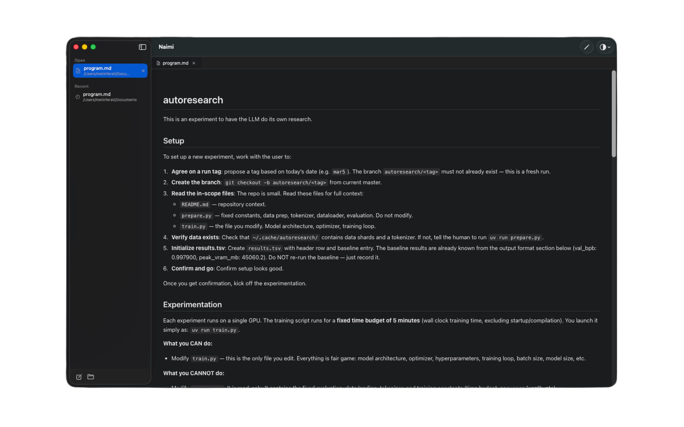 Naimi reader view with dimmed dark mode and sidebar